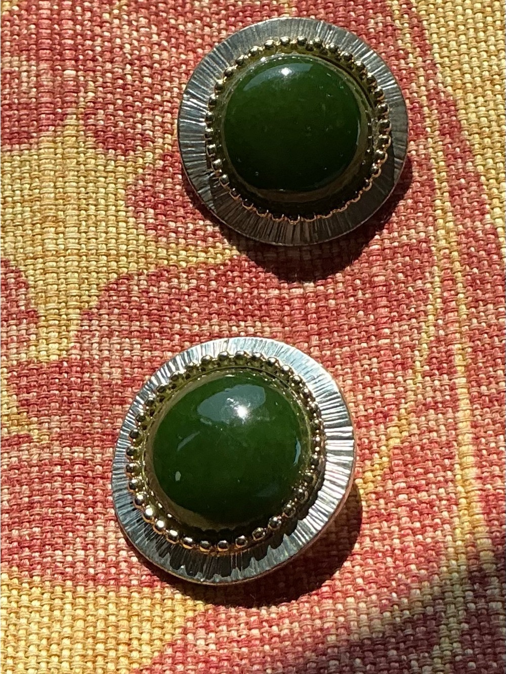 Green Stone Dome Button Earrings - Women Jewelry